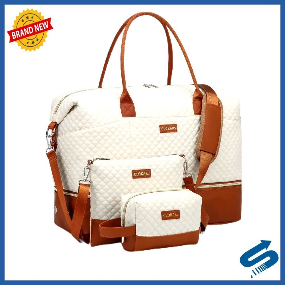 Large Travel Duffel Bag with Shoe Compartment, Weekender Carry On Overnight Bag